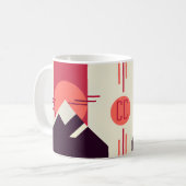 Geometrisches Retro-Sonnenaufgang-Ursprünge-Kaffee Kaffeetasse (Vorderseite Links)