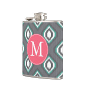 Geometrisches Retroikat-Stammmuster | Monogramm Flachmann (Links)