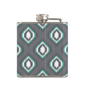 Geometrisches Retroikat-Stammmuster | Monogramm Flachmann (Rückseite)