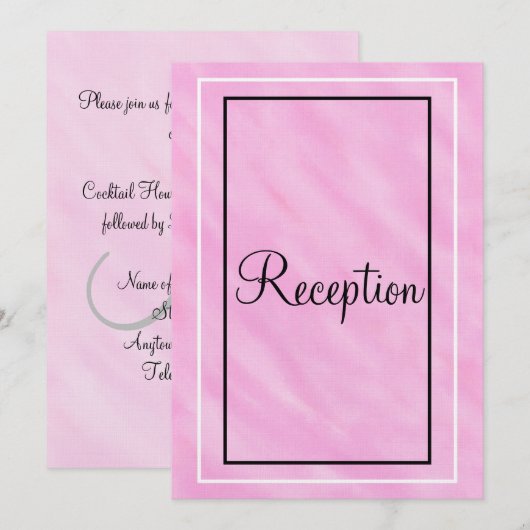 Geometrisches Rosa Aquarell-Empfangsmonogramm Einladung (Vorne/Hinten)