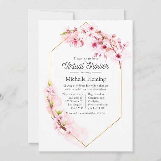 Geometrisches rosa Bläschen Virtual Baby Dusche Einladung (Vorderseite)