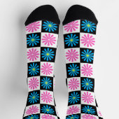 Geometrisches rosa blaues Blumenmuster Socken (Oben)