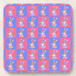 Geometrisches rosa blaues Kaninchenmuster Getränkeuntersetzer