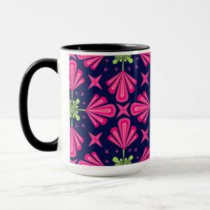 Geometrisches rosa Blumenblatt abstraktes Muster Tasse