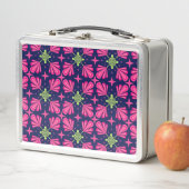 Geometrisches rosa Blumenblätter abstraktes Muster Metall Brotdose (Beispiel)