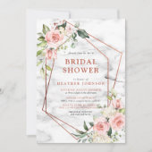 Geometrisches rosa Brautparty aus Kupfer Einladung (Vorderseite)