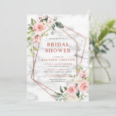 Geometrisches rosa Brautparty aus Kupfer Einladung (Stehend Vorderseite)