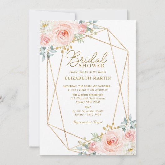 Geometrisches Rosa-Brautparty Einladung (Vorderseite)