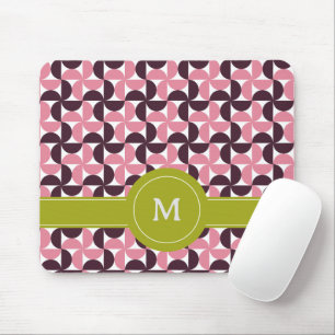 Geometrisches Rosa Burgunderrot Florales Grün Lime Mousepad