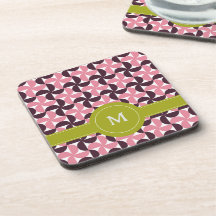 Geometrisches rosa Burgundy Limones Monogramm