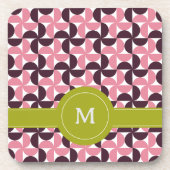 Geometrisches rosa Burgundy Limones Monogramm Getränkeuntersetzer (Vorderseite)
