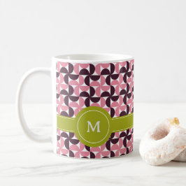 Geometrisches rosa Burgundy Limones Monogramm Kaffeetasse