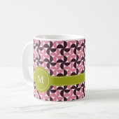 Geometrisches rosa Burgundy Limones Monogramm Kaffeetasse (Vorderseite Links)