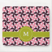 Geometrisches rosa Burgundy Limones Monogramm Mousepad (Vorne)