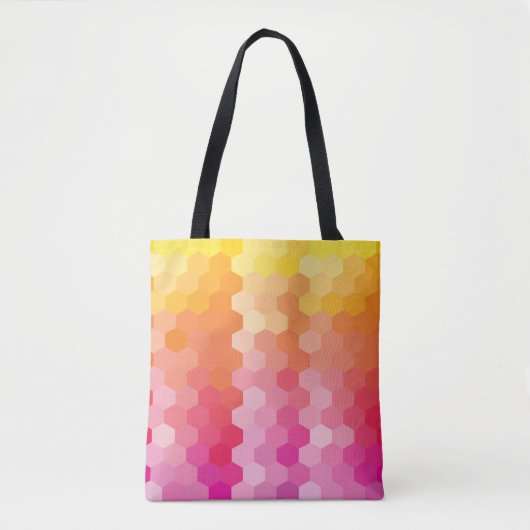 Geometrisches Rosa & Gelbes Hexagon Tote Bag - Mod Tasche (Vorderseite)