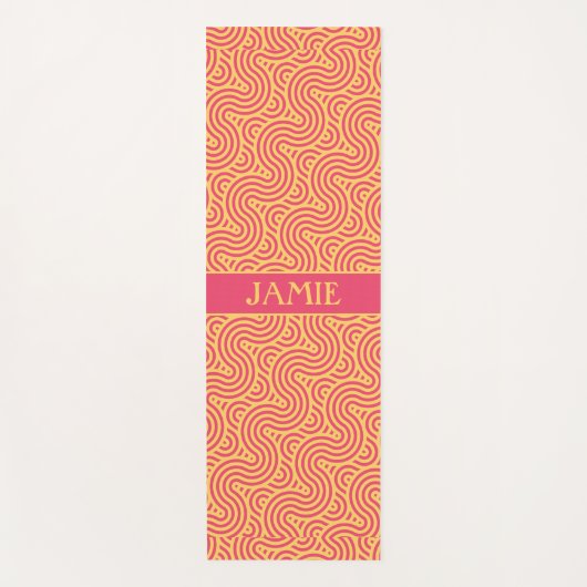 Geometrisches rosa gelbes Minimalmuster Yogamatte (Vorderseite)