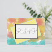 Geometrisches rosa Gelbfarbenes UAWG RSVP Karte (Stehend Vorderseite)