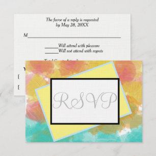 Geometrisches rosa Gelbfarbenes UAWG RSVP Karte