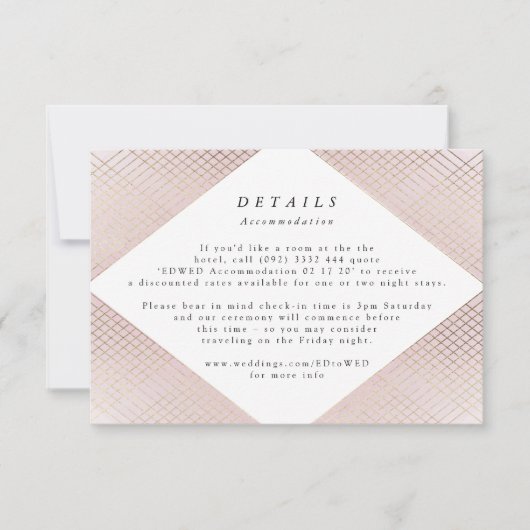 Geometrisches rosa Gold Gatsby Hochzeitseinband RSVP Karte (Vorderseite)