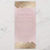 Geometrisches rosa Gold Gatsby Hochzeitsprogramm Programm (Vorderseite)