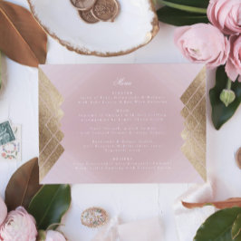 Geometrisches rosa Gold Gatsby Wedding Menü Menükarte