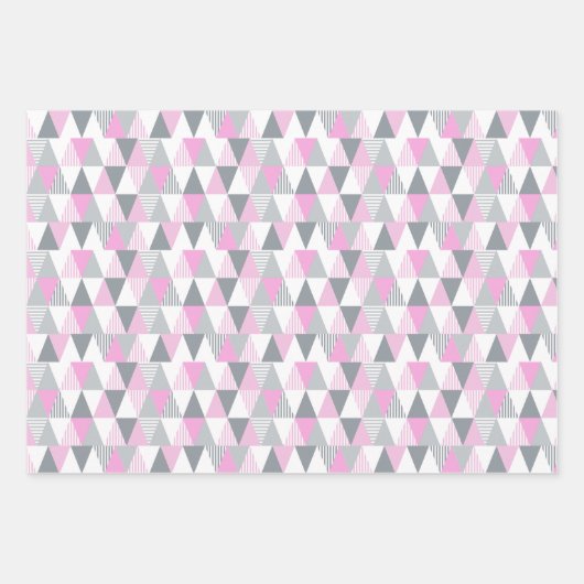 Geometrisches Rosa Grau Abstrakt Gemustert Geschenkpapier Set (Vorderseite 2)