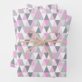 Geometrisches Rosa Grau Abstrakt Gemustert Geschenkpapier Set (Beispiel)