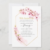 Geometrisches rosa Kirschblossom 50 Jahre alt Einladung (Vorderseite)