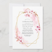 Geometrisches rosa Kirschblossom Feier des Lebens Einladung (Vorderseite)