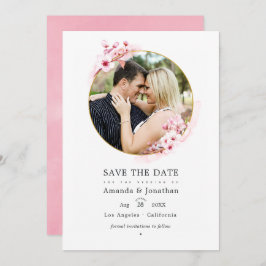 Geometrisches rosa Kirschblossom Frühjahr Hochzeit Save The Date