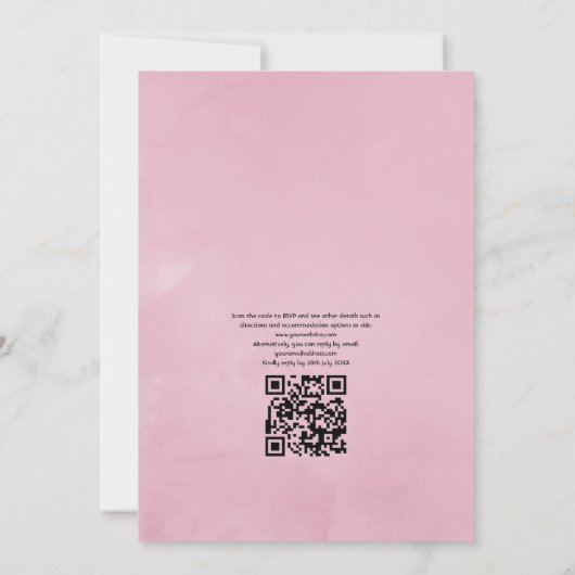 Geometrisches rosa Kirschblossom QR Code UAWG Wedd Einladung (Rückseite)