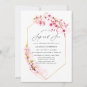 Geometrisches rosa Kirschblossom Sip and See Party Einladung (Vorderseite)