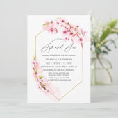 Geometrisches rosa Kirschblossom Sip and See Party Einladung (Stehend Vorderseite)