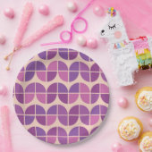 Geometrisches rosa Lila Muster des mittleren Jahrh Pappteller (Party)