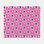 Geometrisches rosa Luftfahrzeug Fleecedecke (Vorderseite (Horizontal))