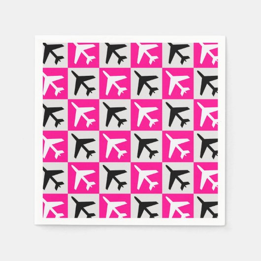 Geometrisches rosa Luftfahrzeug Serviette (Vorderseite)