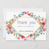 Geometrisches rosa Minze Rotes Gold Floral Vielen Einladung (Vorderseite)