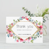 Geometrisches rosa Minze Rotes Gold Floral Vielen Einladung (Stehend Vorderseite)