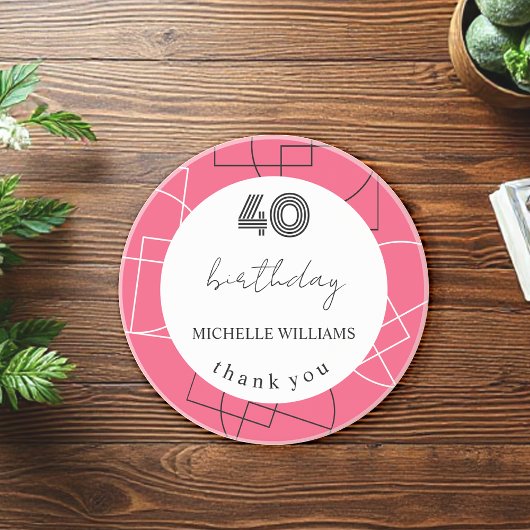 Geometrisches Rosa Moderne Vielen Dank Getränkeuntersetzer