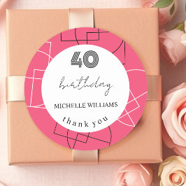 Geometrisches Rosa Moderne Vielen Dank Runder Aufkleber