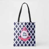 Geometrisches Rosa, Navy Blue Nautical Anchor Lehr Tasche (Vorderseite)