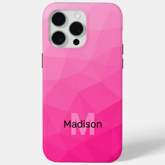 Geometrisches, rosa-ombre-Maschenmuster Monogram Case-Mate iPhone Hülle (Rückseite)