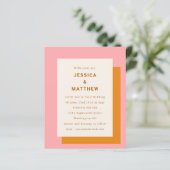 Geometrisches rosa Orange Einladung (Stehend Vorderseite)