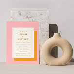 Geometrisches rosa Orange Einladung<br><div class="desc">Budget Modern geometrisch fett rosa und orange Stilvolle Einladung zur Hochzeit</div>