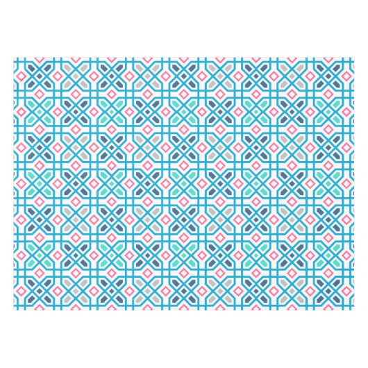 Geometrisches, rosa und blaues Muster Tischdecke (Vorderseite (Horizontal))