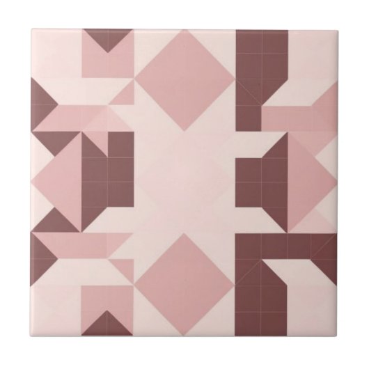 Geometrisches rosa und braunes Muster Fliese (Vorderseite)