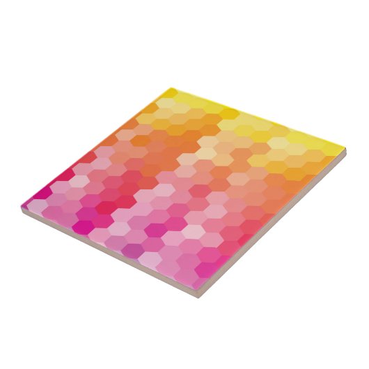Geometrisches Rosa und Gelbes Hexagon Gradient Mod Fliese (Seite)
