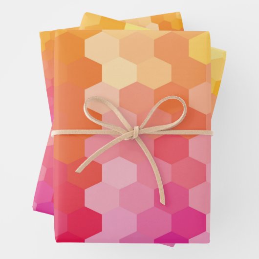Geometrisches Rosa und Gelbes Hexagon Modernes Gra Geschenkpapier Set (Beispiel)