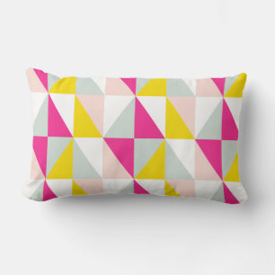 Geometrisches rosa und gelbes Muster Lendenkissen