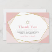 Geometrisches Rosa und Gold Bat Mitzvah Dankeschön Dankeskarte (Vorderseite)
